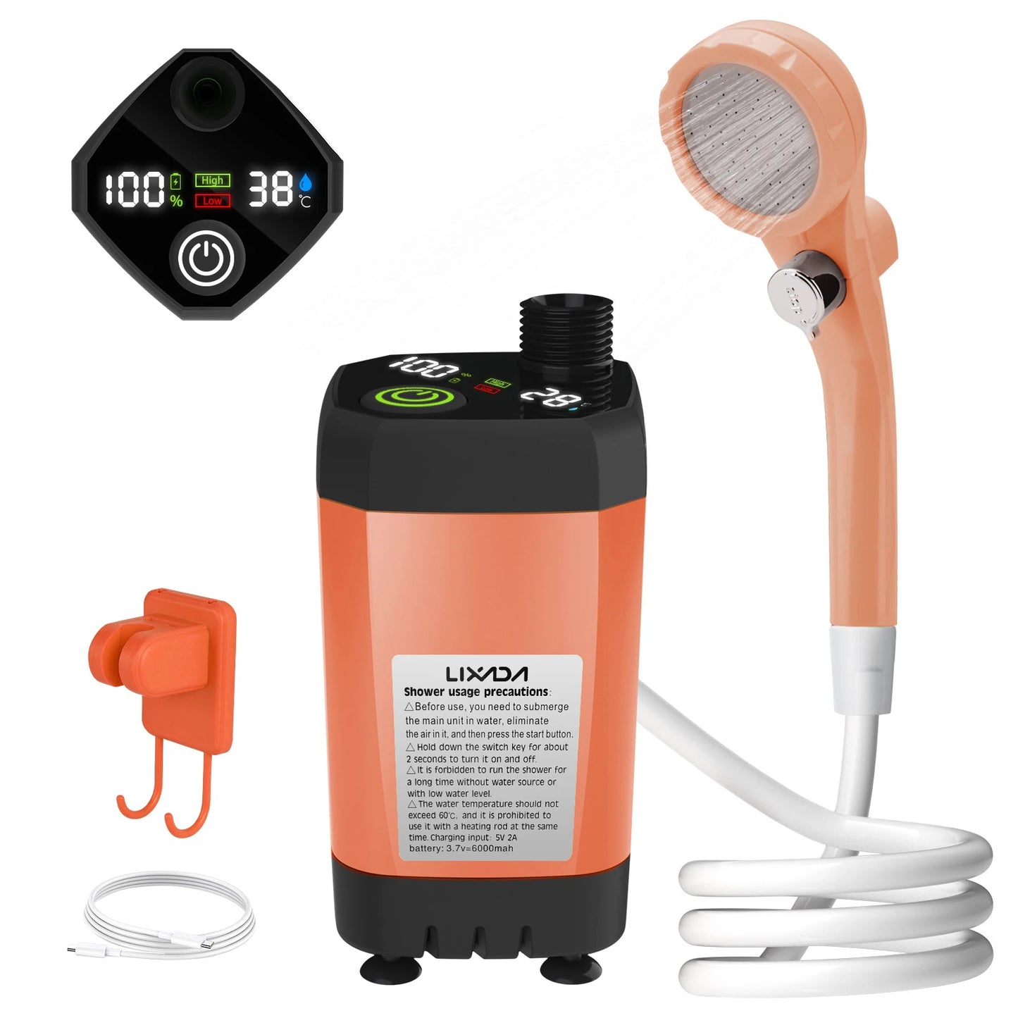 Portable Camping Shower Pump with Intelligent Digital Display