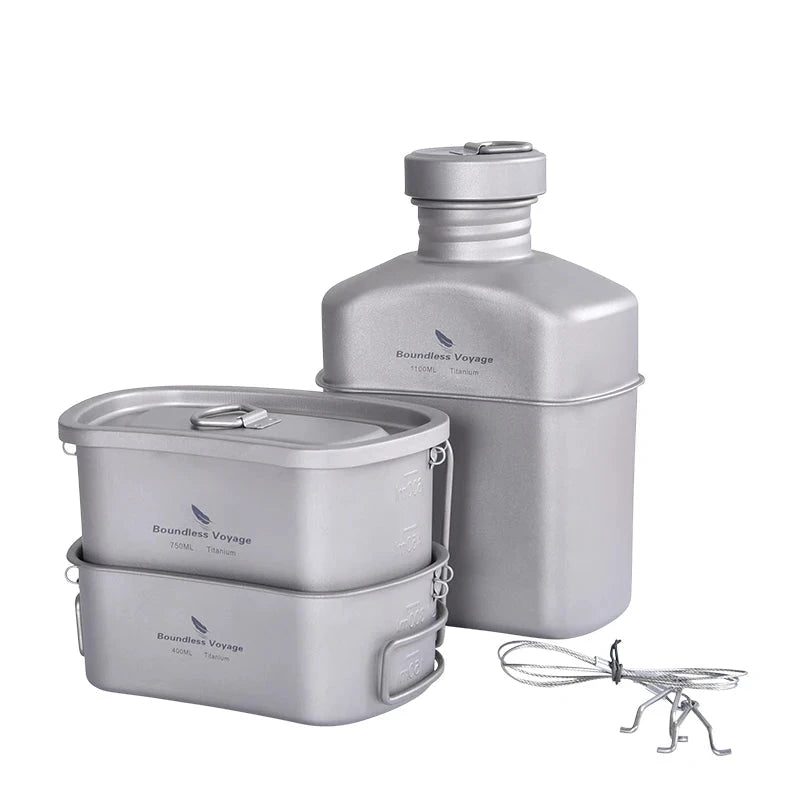 Titanium Canteen Cooking Set w/ Camouflage Bag