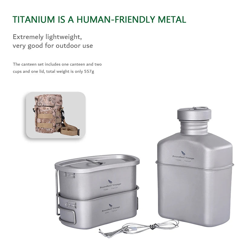 Titanium Canteen Cooking Set w/ Camouflage Bag