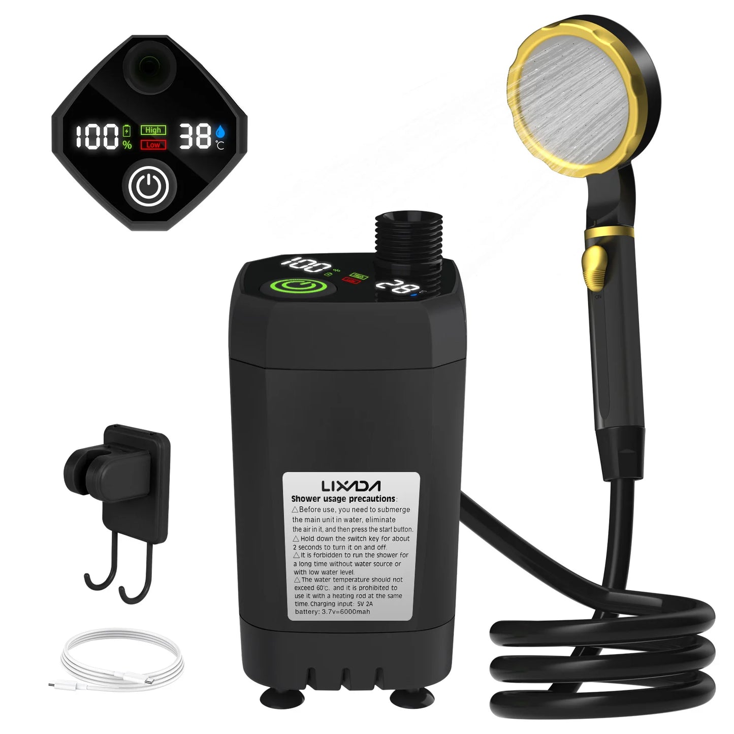 Portable Camping Shower Pump with Intelligent Digital Display