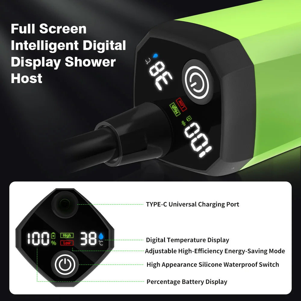 Portable Camping Shower Pump with Intelligent Digital Display