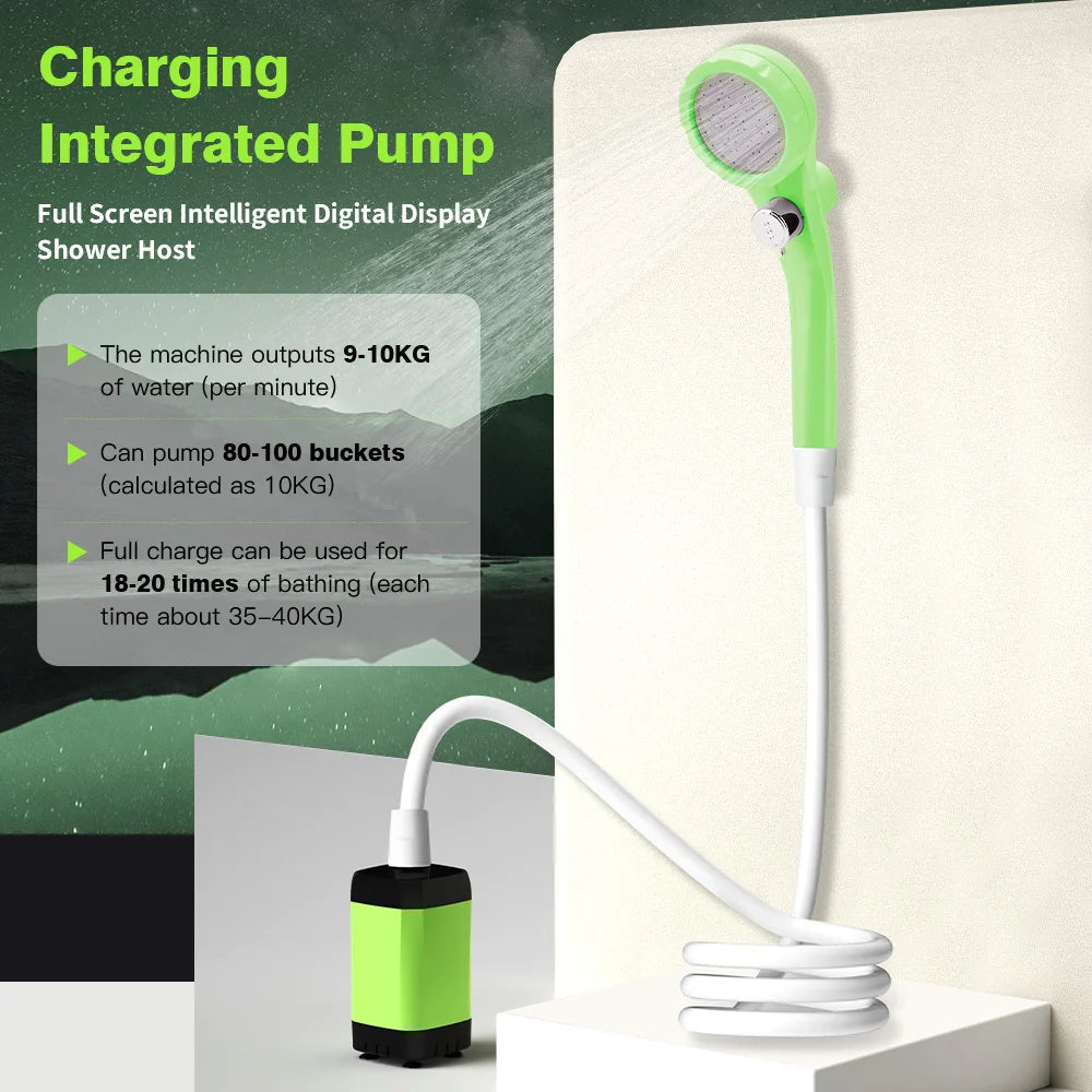 Portable Camping Shower Pump with Intelligent Digital Display