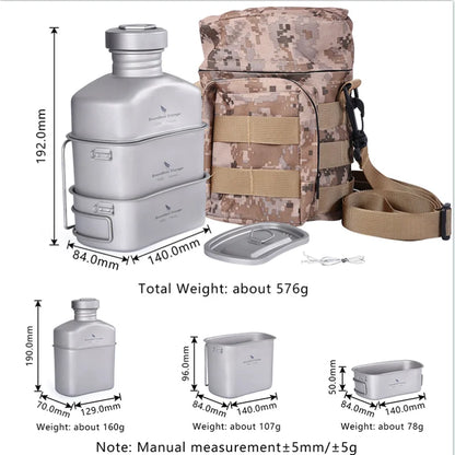 Titanium Canteen Cooking Set w/ Camouflage Bag